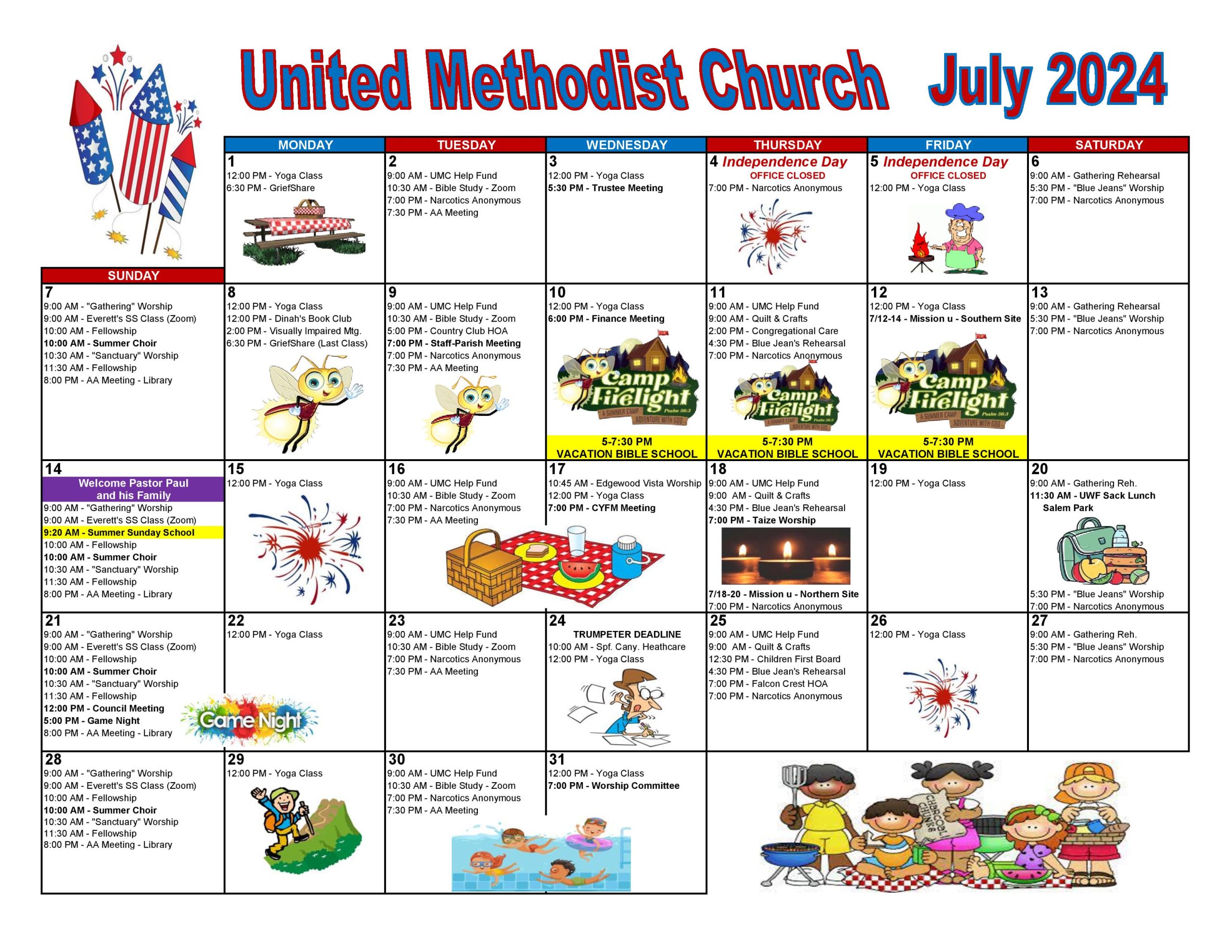 Calendar Spearfish UMC